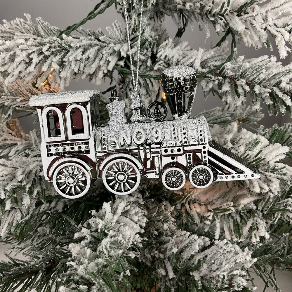 Christmas Ornament-Chrome Train Christmas Ornament- The Bridge Collection